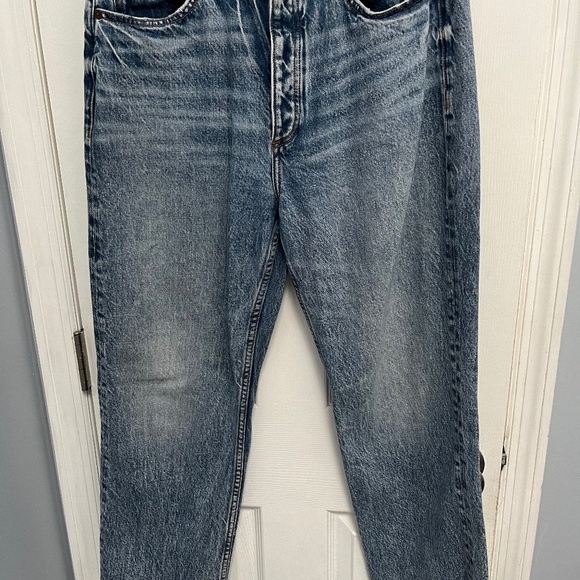 Rag & Bone Alex Jeans Womens 30 Blue High Rise Straight Denim Button Fly Raw Hem - Picture 1 of 12